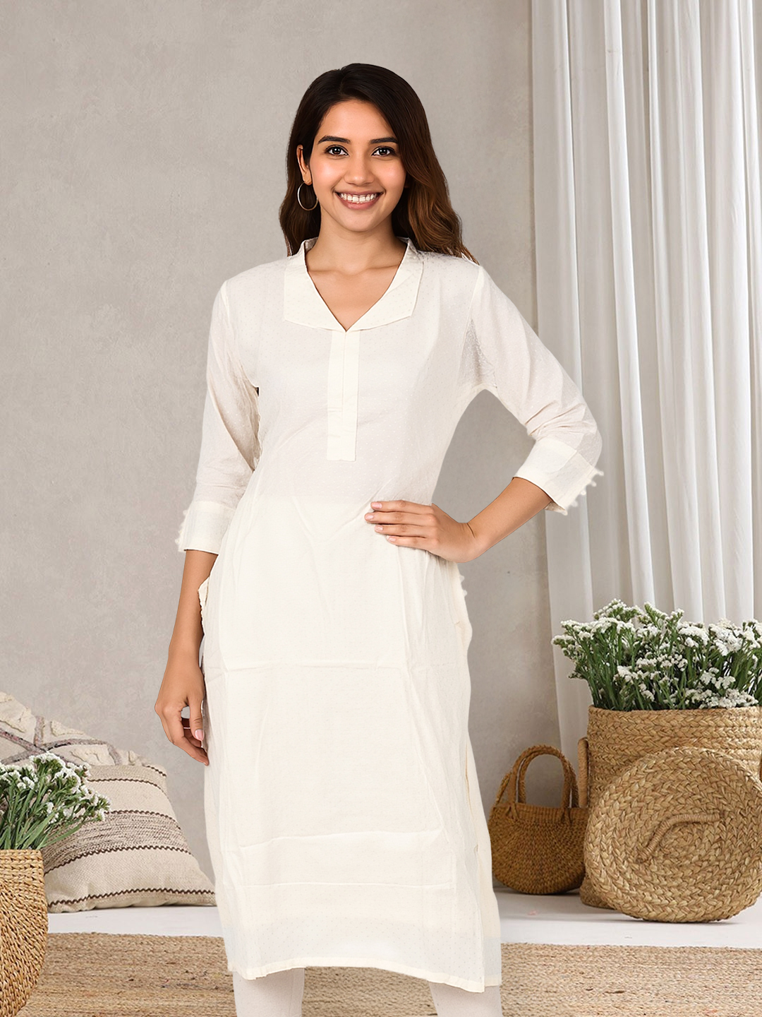 Picture of Elegantly V-Split  Collar Kurta